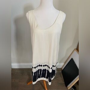 BB Dakota cream shift dress with black tie die pattern